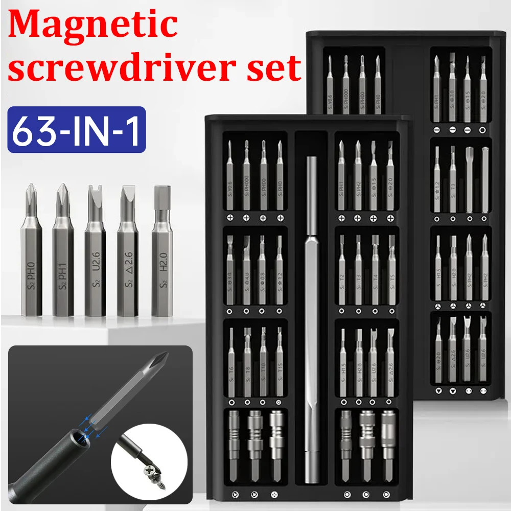 63 In 1 Magnetic Screwdriver Set Bits Precision Electronics Computer PC Phone Disassembly Multifunctional Maintenance Tools