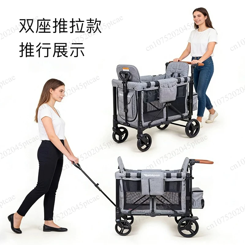 Large Capacity Camping Trolley Extra Long Foldable Trolley Heavy Duty Outdoor Picnic Fishing Garden Beach Transportation