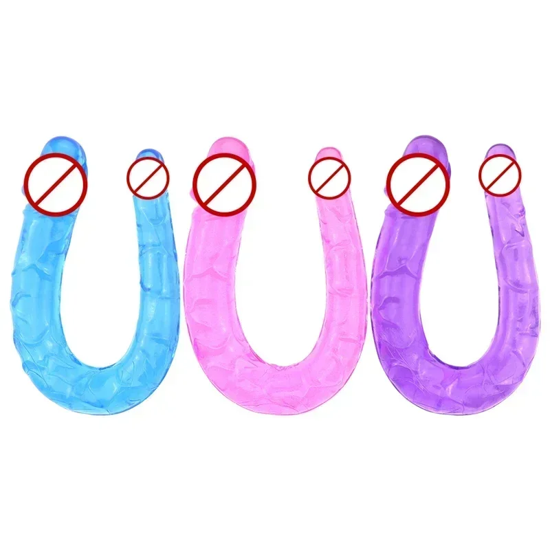 Akcesoria erotyczne Zabawka erotyczna Podwójne realistyczne dildo Elastyczne dildo typu jelly Penis Kutas Analny korek do odbytu Masażer Stymulacja punktu G