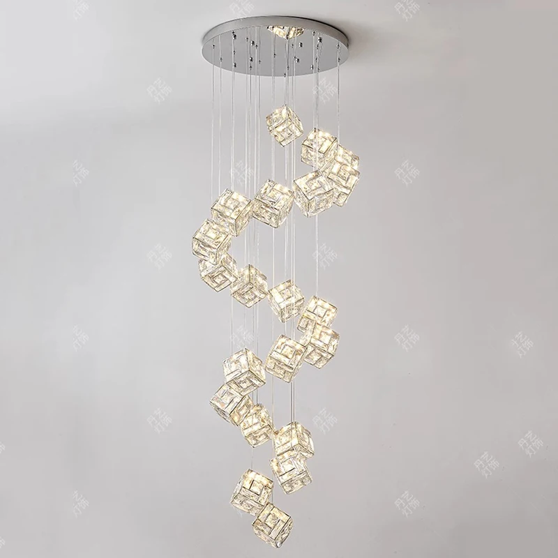 Imagem -04 - Modern Crystal Chandelier For Home Decoration Stair Pendant Lamp Living Room Pendant Lights Iluminação Interior