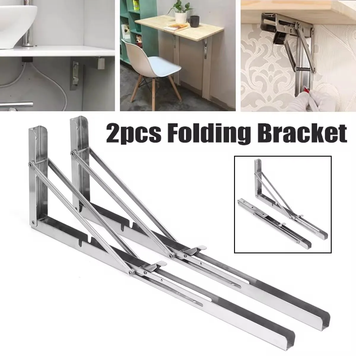 

2PCS Stainless Steel Bracket For Folding Stand Table Shelf Support Wall Mounted Goods Shelve Mesa De Pared Plegable Bookshelf