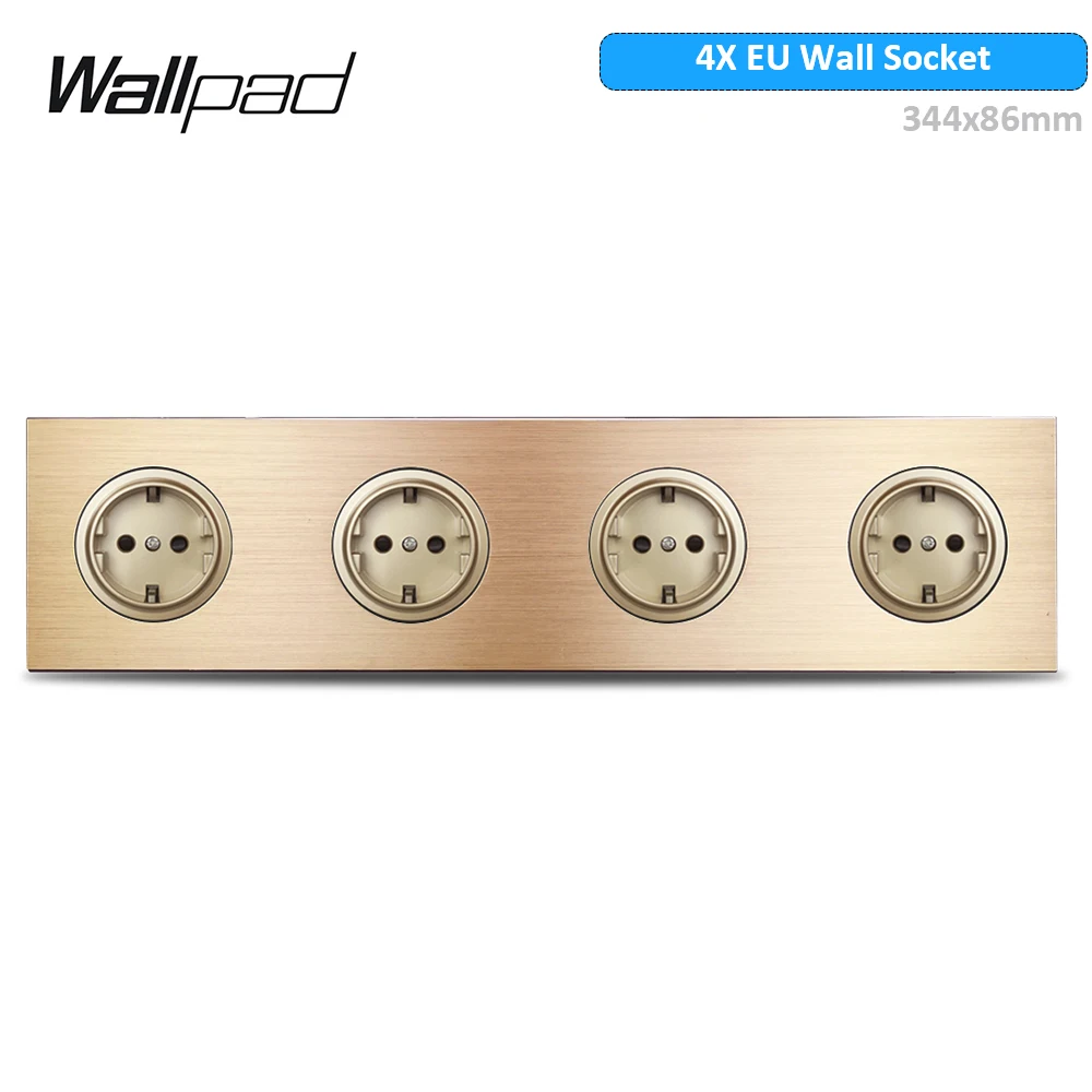 Wallpad gouden wandlichtschakelaar met ronde LED-nachtlampknop 1 2 3 4-voudig geborsteld aluminium metalen paneel, dimmer