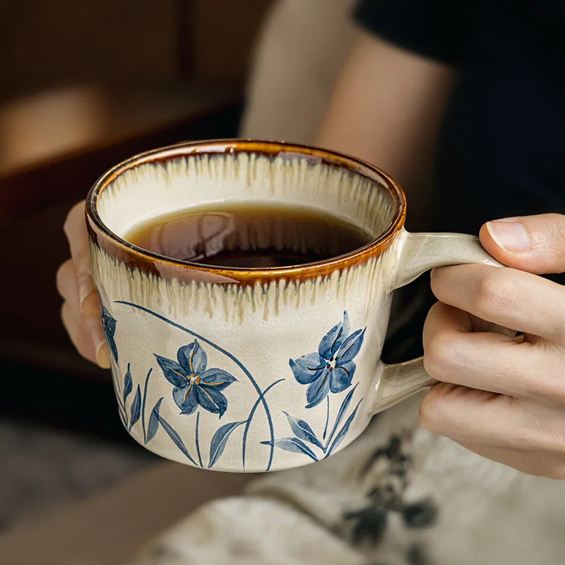 

Ancient Style Ceramic Mug For Women Office Use High Aesthetic Coffee Cup Beautiful Drinking Cup