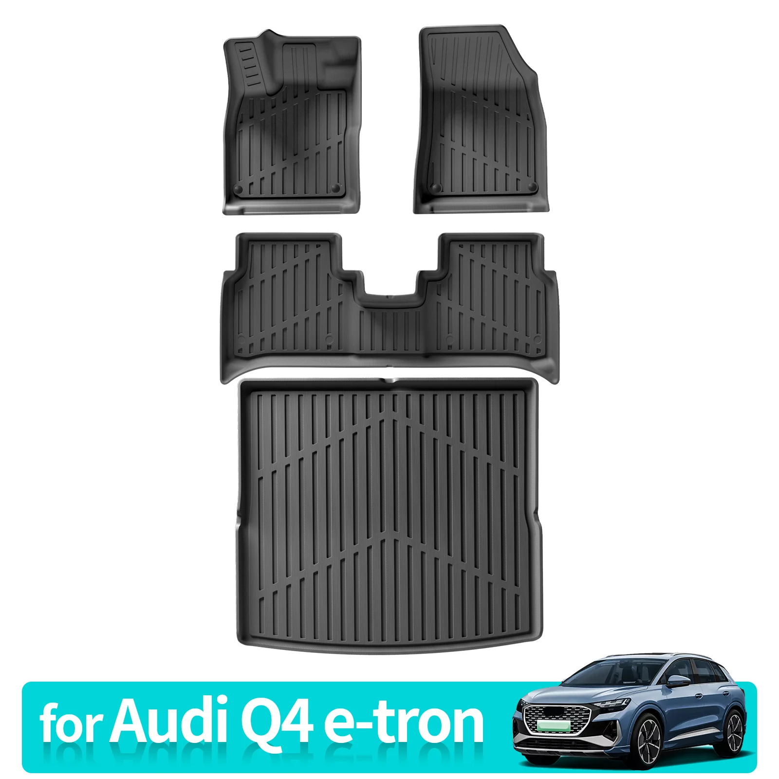 Car Floor Mats Cargo Liner Trunk Pad for Audi Q4 e-tron All-Weather 3D TPE Accessiories Left Rudder