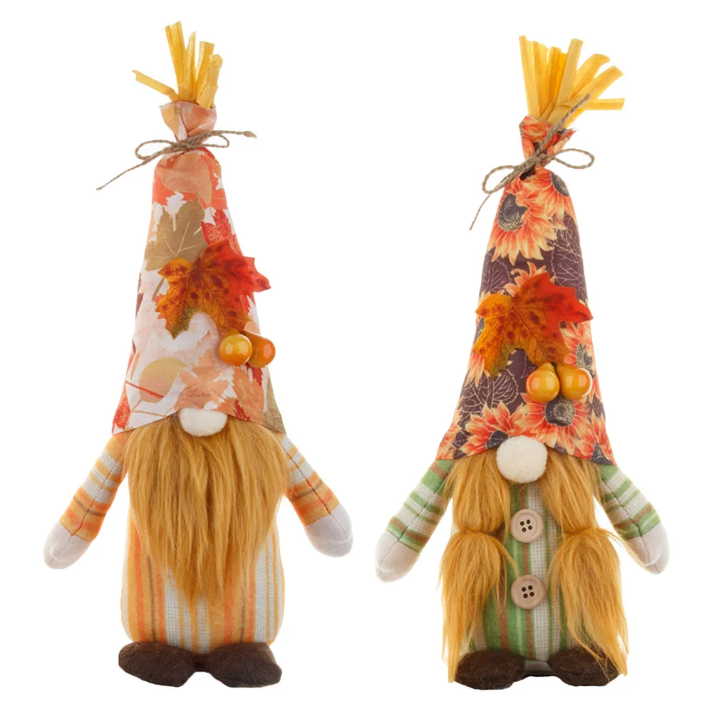 2 Pcs Thanksgiving Gnomes Nordic Ornaments Home Decor Maple Leaves Rudolph Luxury