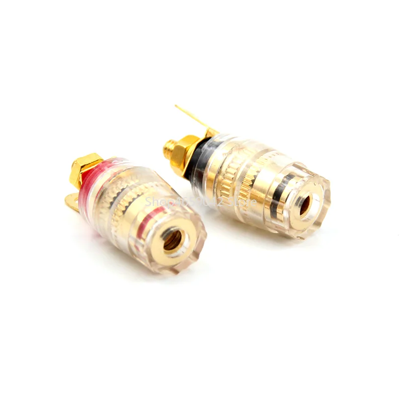 4pcs/lot Pure Copper Speaker Terminal Binding Post 4mm Banana Plug Socket Low Frequency Amplifier Connector for Loudspeakers