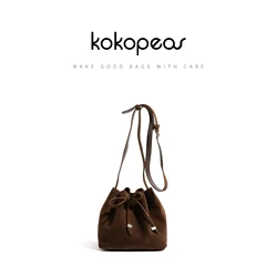 KOKOPEAS prawdziwej skóry zamszowa torba Crossbody dla kobiety jednokolorowy Vintage luksusowy Design moda torebka na ramię ze sznurkiem