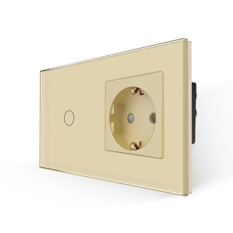 Bingoelec Touch Switch goud en stopcontacten met kristallen glazen paneel Home Improvement