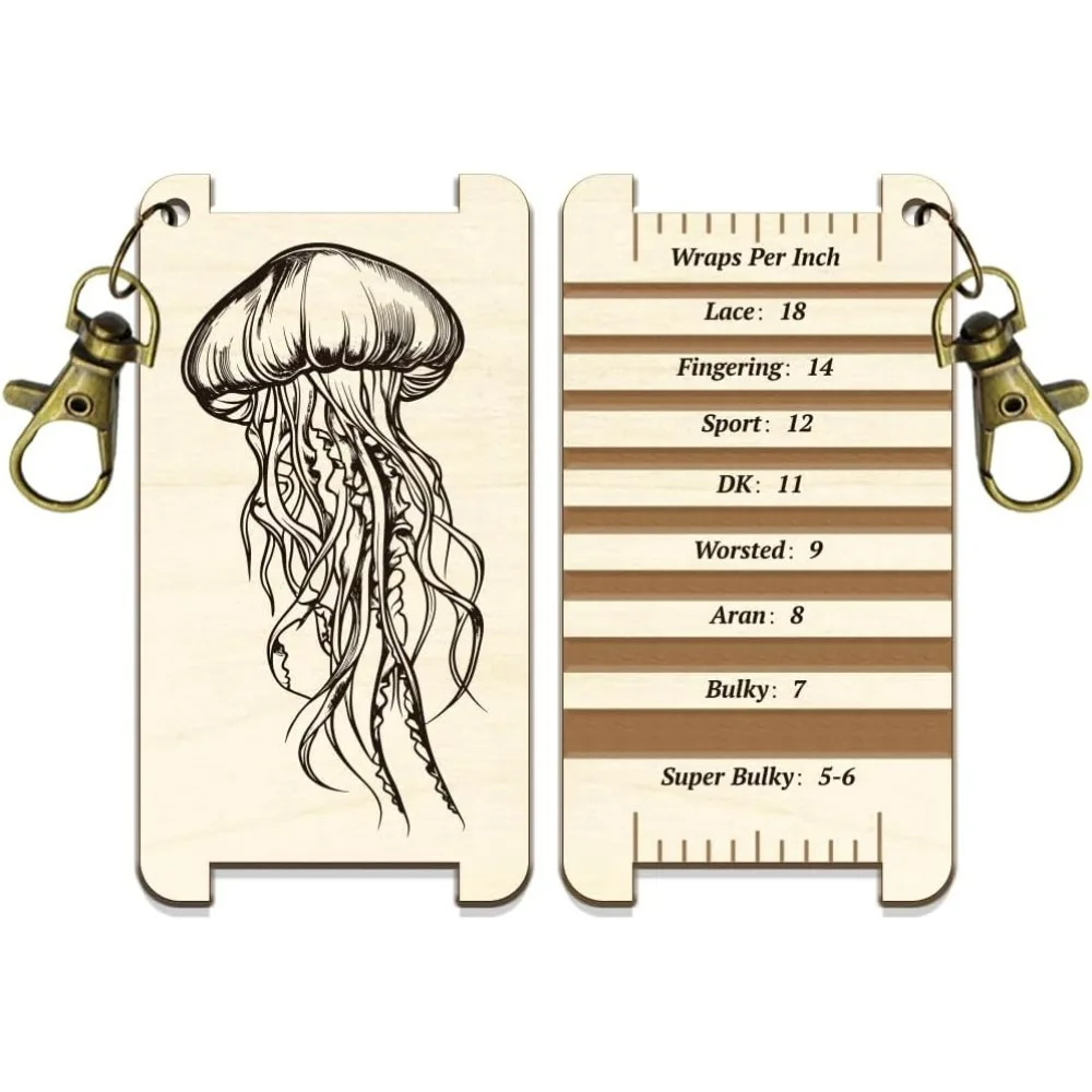 Tarjeta de Control giratorio de madera, patrón de medusas, herramienta de Control giratorio multiusos, regla WPI decorativa de madera para mano, 1 ud.