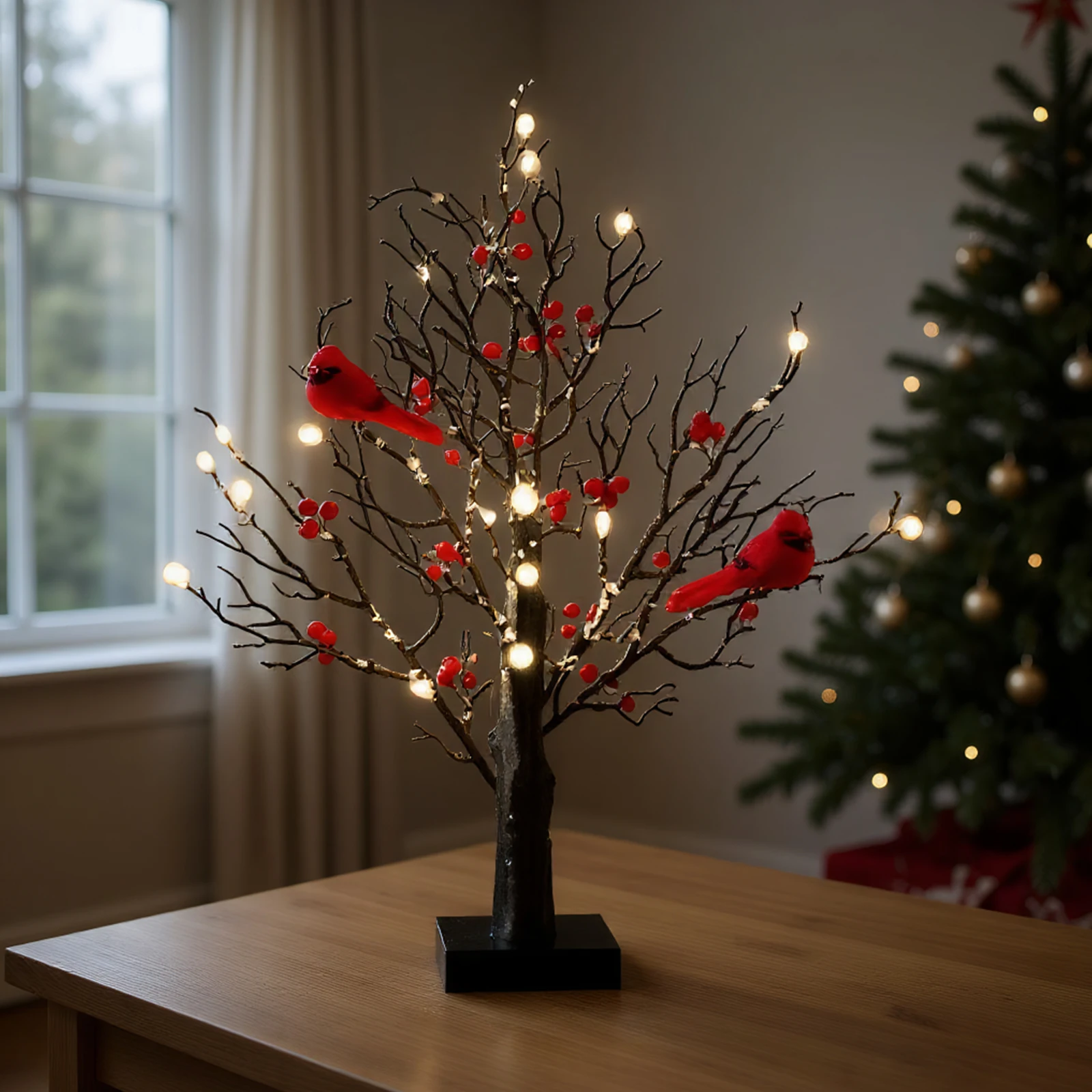 LED Glowing Tree Table Lamp Christmas Tree Fairy Night Lights Home Party Wedding Bedroom Decoration Mini Birch Xmas Tree Light
