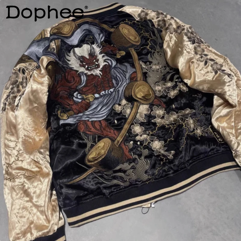 

2024 Autumn Winter New Zipper Chic Coats Trendy Male Yokosuka Printed Jackets Men's Fashion Casual Long Sleeve Versatile Jacket