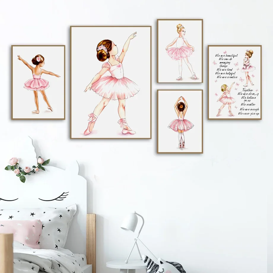 Kids Room Decoration Wall Art Prints Ballerina Slippers Teen Girl Interior Poster Baby Canvas Decorative Wall Picture Home Decor