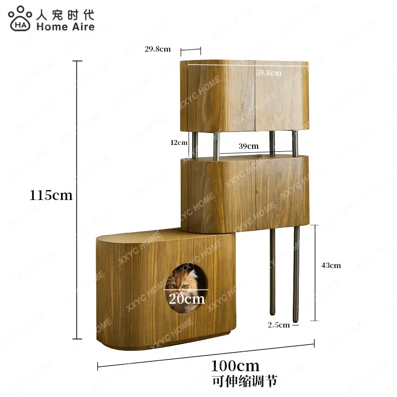 X-S   Multi-layer solid wood cat cabinet Multifunctional living room Bedroom storage cabinet Press door panel cabinet HG