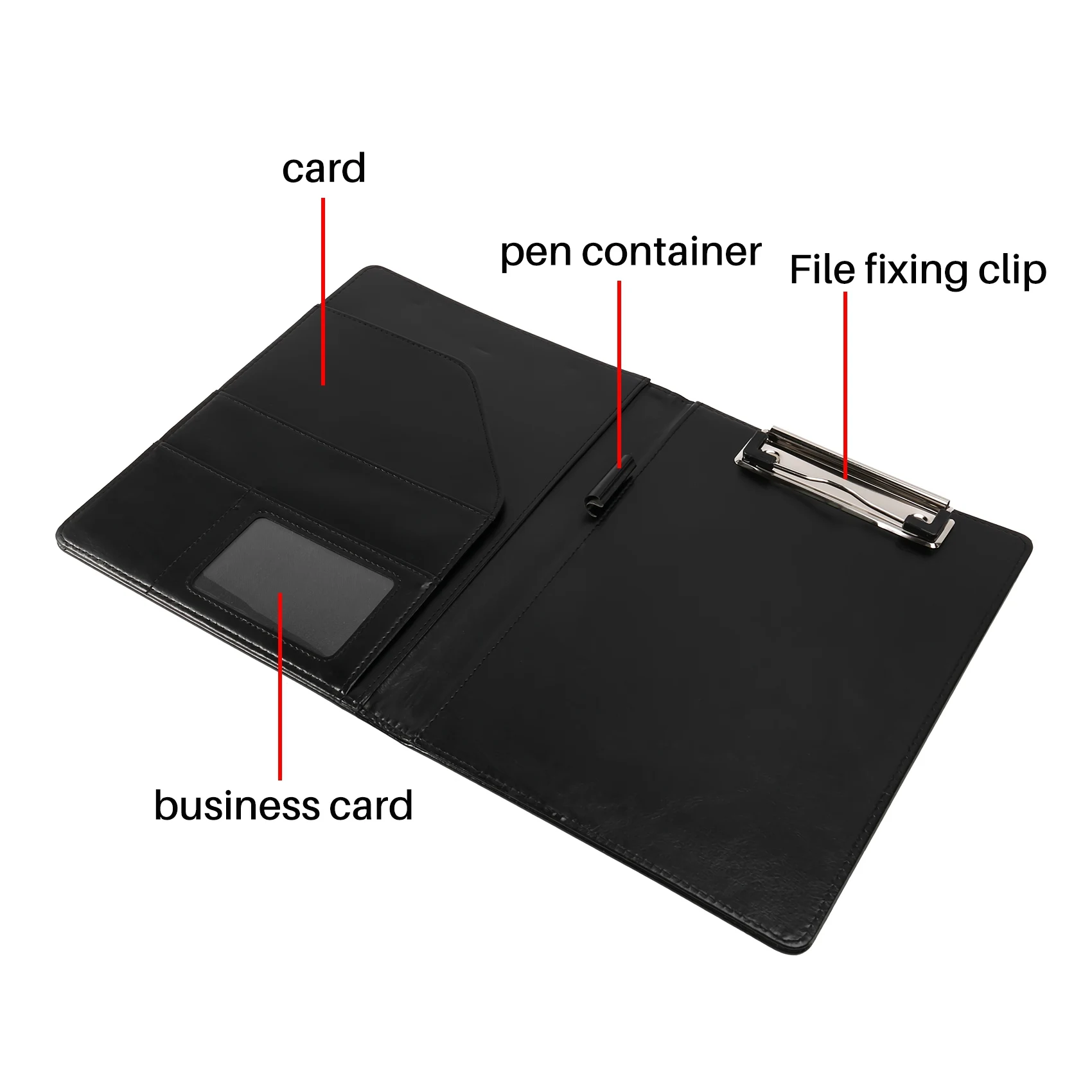 A5 Document Bag File Folder Clipboard Business Office Financial School Supplies (Black)