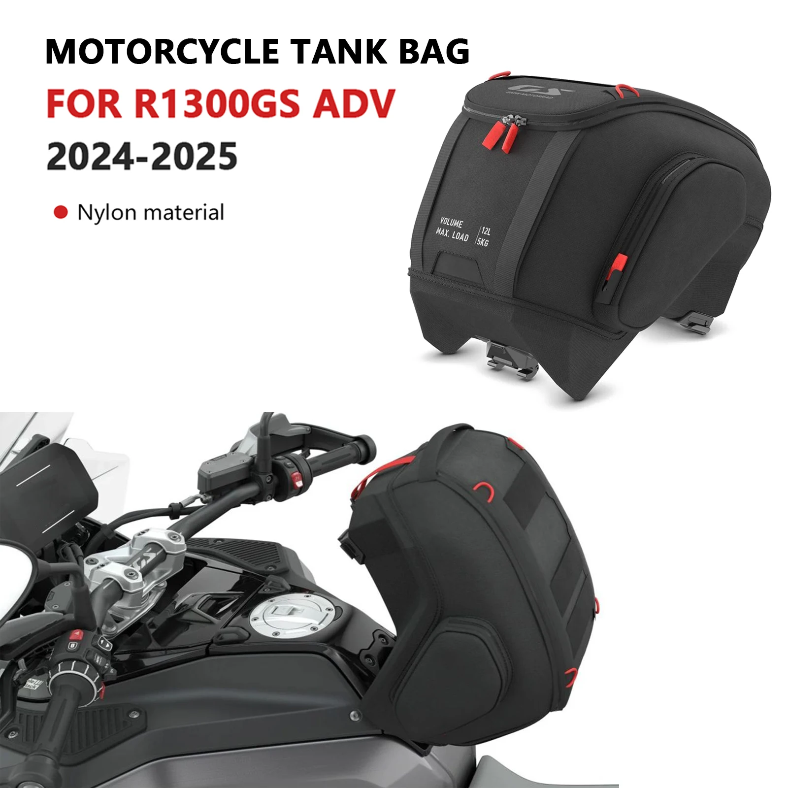 

Для R1300GS ADV R 1300 GS Adventure 2024 2025 Мотоциклетная сумка на бак 12 л Черный багаж Водонепроницаемый рюкзак Быстросъемная сумка