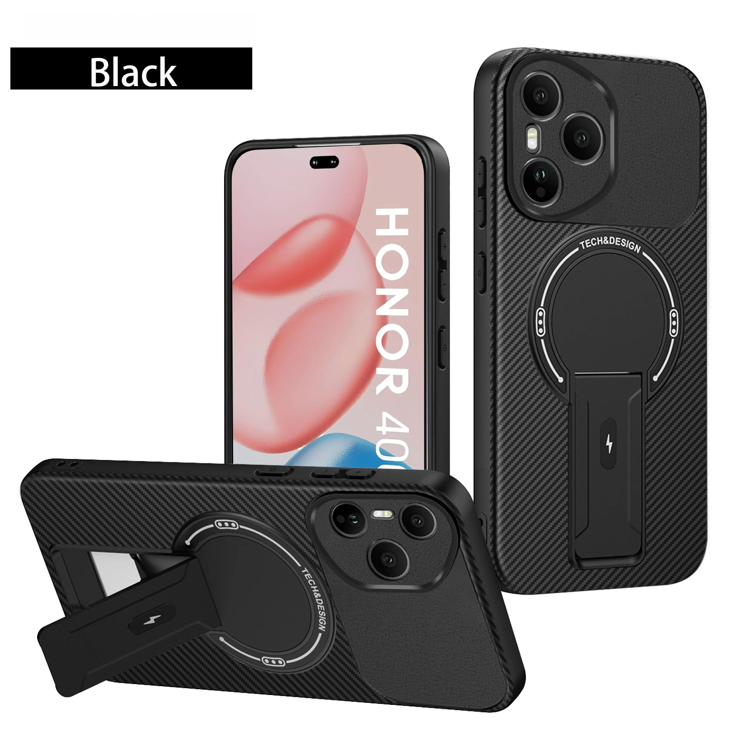 

For Honor 400 5G 400 Pro/Honor 400 Lite Magnetic Wireless Charging Hidden Bracket Shockproof Phone Case Magsafe Back Cover