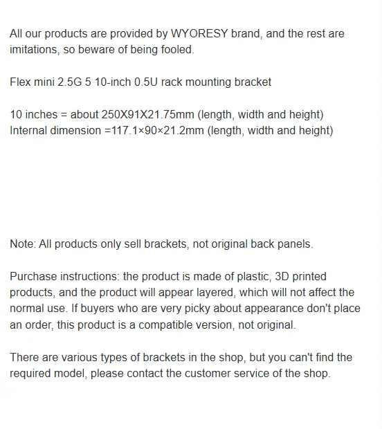 WYORESY for UniFi (USW-Flex-2.5G-5) Switch 0.5U Rack Mount Bracket 10 Inch Cabinet Installation Storage Support Holder