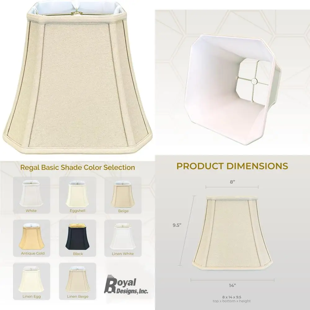 

Linen Beige Square Cut Corner Basic Lamp Shade 8x14x11.25 Inches, Large Bell Style for Home Lighting