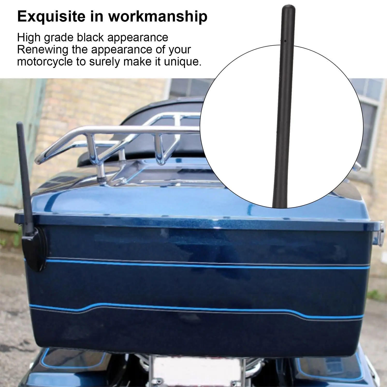 Motorcycle Short Antenna Mast 675 Inch Screw in Rubber Shape Memory Replacement Compatible with Most Bikes