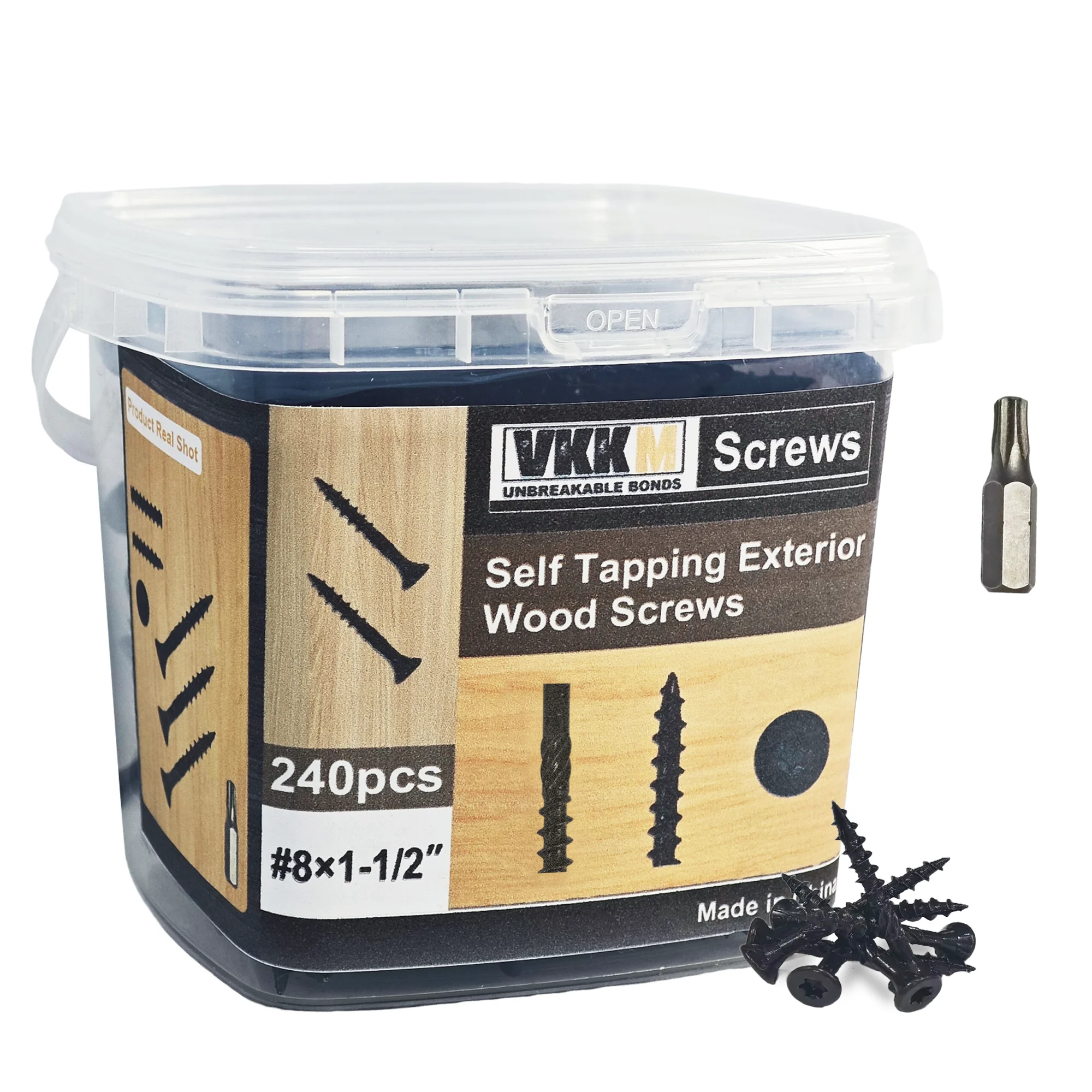 VKKM Self Tapping Exterior Wood Screws 100- 240-Piece,Weather-Resistant for Outdoor Projects, Easy Installation for Reliable Fas