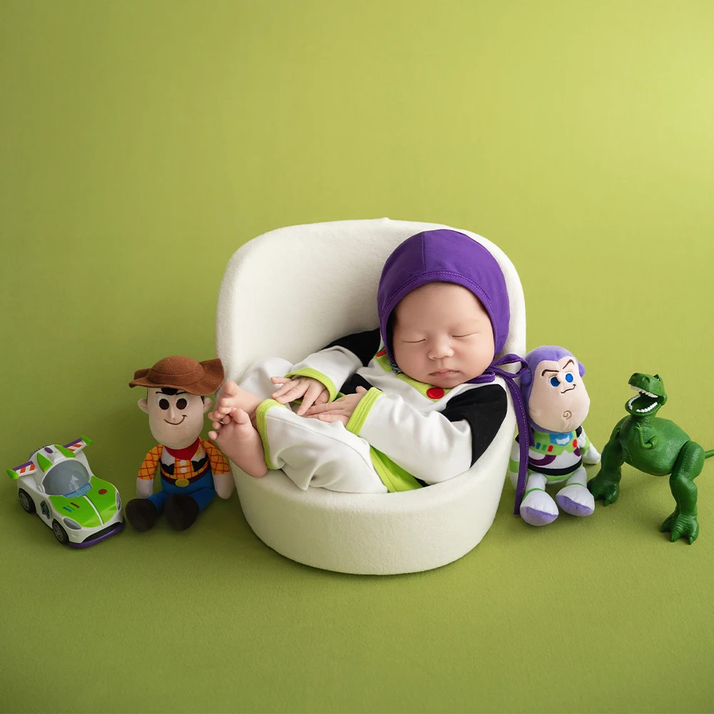 

Baby Boy Photography Outfit Newborn Jumpsuit Hat Anime Movie Cartoon Character Buzz Lightyear Cosplay Costume Baby Photo Clothes