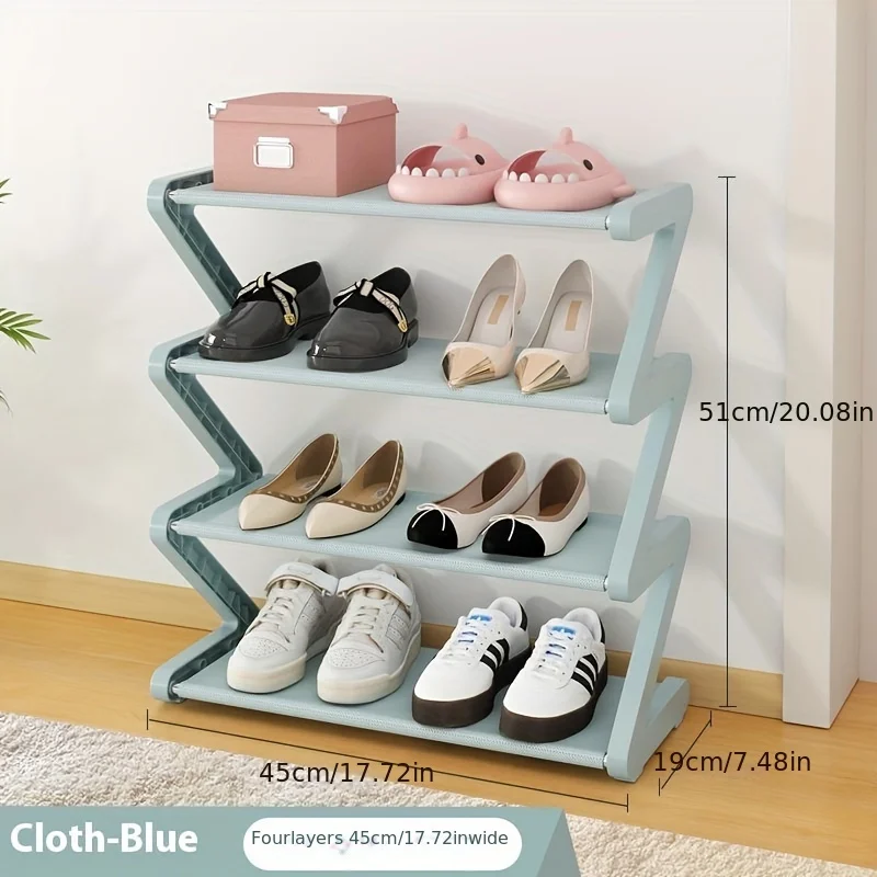 

4-Layer Z-Shaped Shoe Plastic Independent Storage Rack, Easy To Assemble Floor Mounted Organizer, Suitable For Living Rooms,