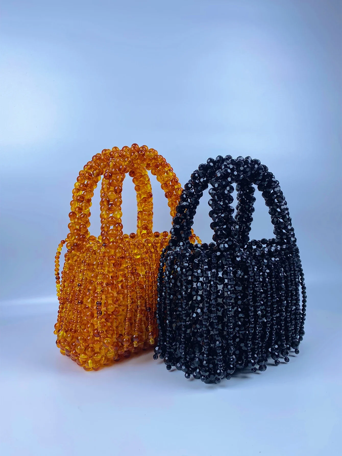 

Новая дизайнерская плетеная сумка ручной работы из бисера Янтарный акрил Кошачий глаз Бусины с кисточками Ретро-сумка Роскошная женская сумка с выдолбленным жемчугом