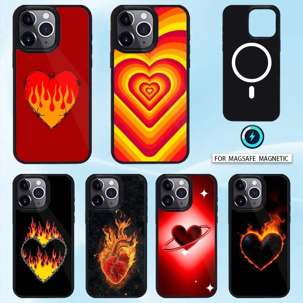 

Hot heart Phone Case For iPhone 16,15,14,13,12,Pro,Max For Magsafe Magnetic Wireless Charging