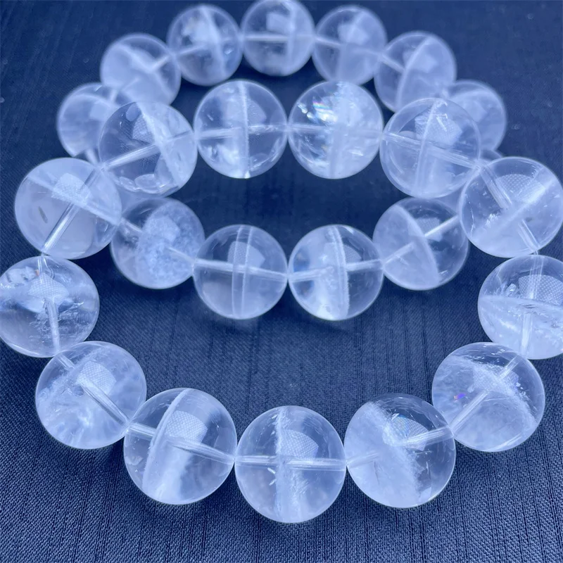 16MM Natural white Garden Quartz Bracelet Handmade Crystal Jewelry Stretch Bangle Children Birthday Gift 1pcs