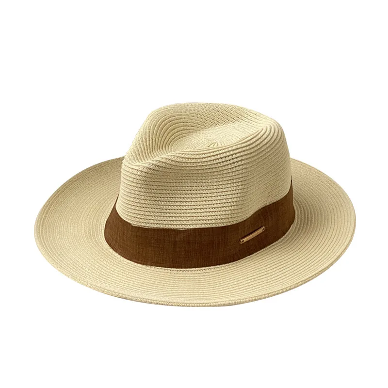 Fashion Women Large Summer Breathable Sunscreen Straw Hat Men Outdoor Casual Panama Jazz Wide Brim Beach Cool Unisex Sun Hat