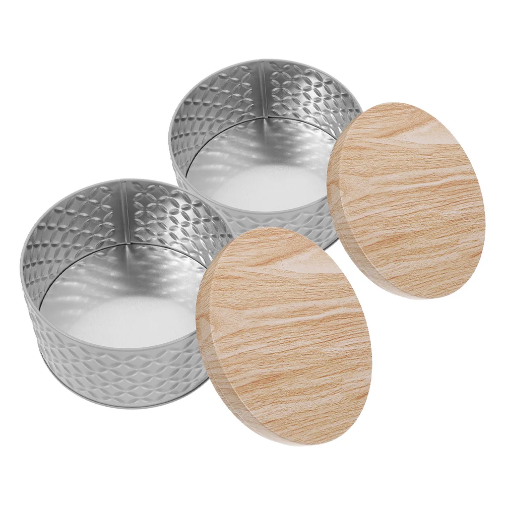 

2pcs Baking Gift Box: Metal Cookie Tins With Lids Round Mini Cake Containers For Holiday Treats Storage Tin Cookie Boxes