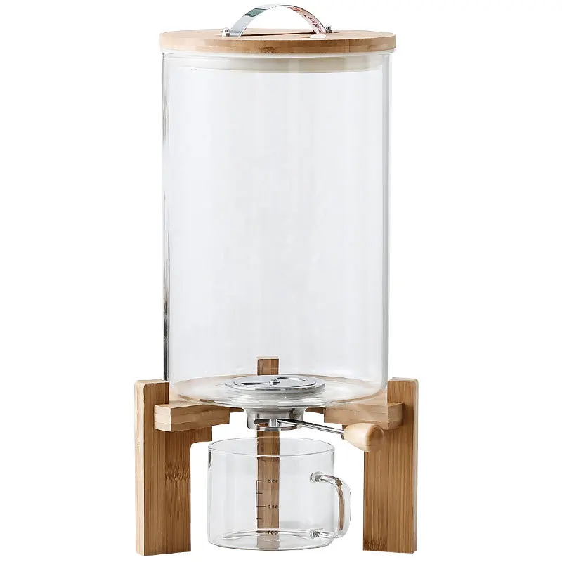 

7500 ml large glass airtight food jar with bamboo lid