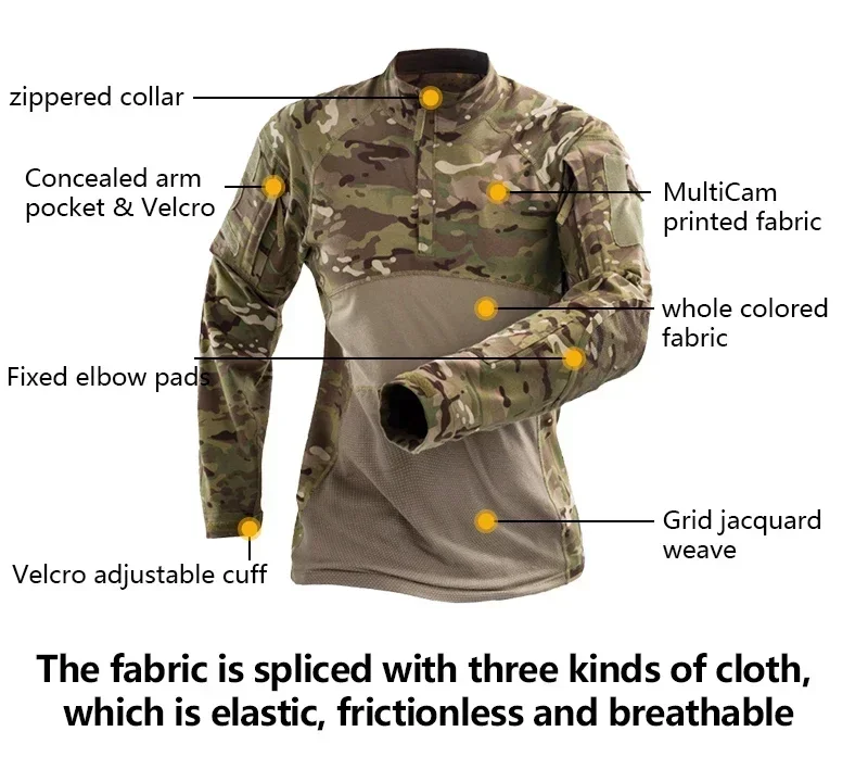 Uniforme de camuflaje para exteriores, trajes tácticos, ropa para hombre, Tops, resistencia al desgaste, pantalones de caza Multicam Airsoft + almohadillas