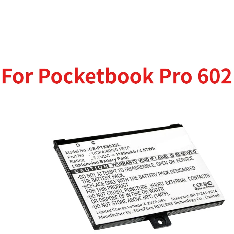For Pocketbook Pro 602 Rechargeable Battery PTK602SL 3.7V 1100mAh 4.07Wh 1ICP4/40/60 1S1P Replace Lithium Mobile Phone Battery