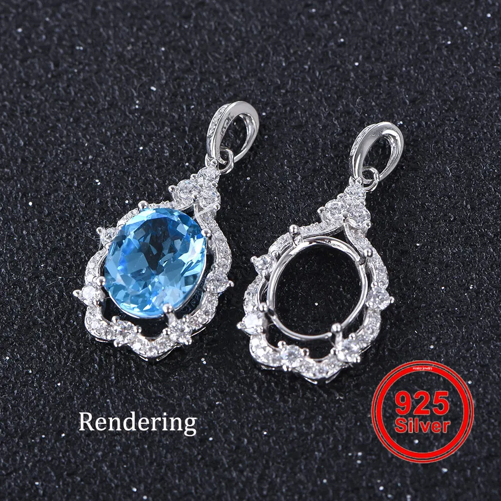 8*10mm Simple Pendant Setting, S925 Sterling Silver, Suitable for Handmade DIY Women's Pendants