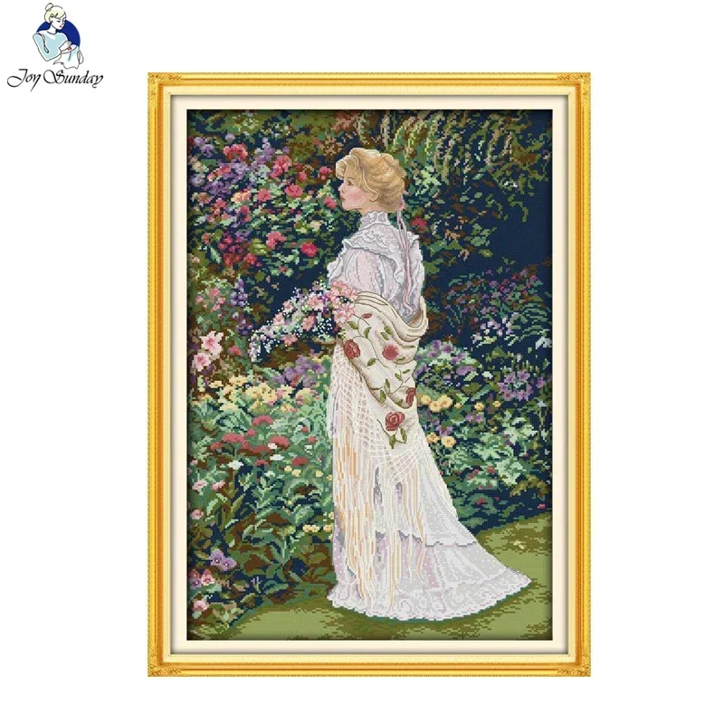 

Joy Sunday Floral Aromas Cross-Stitch Sets 16/14CT Printed Counted Fabric Canvas DIY Needle Kits DMC Threads Crafts Home Decor