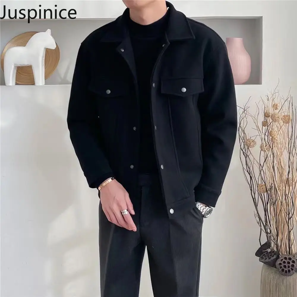 Autumn Winter Thickened Woolen Jackets Fashion Men's Handsome Casual Loose High Street Jacket Tops Men Overcoat Male Clothes