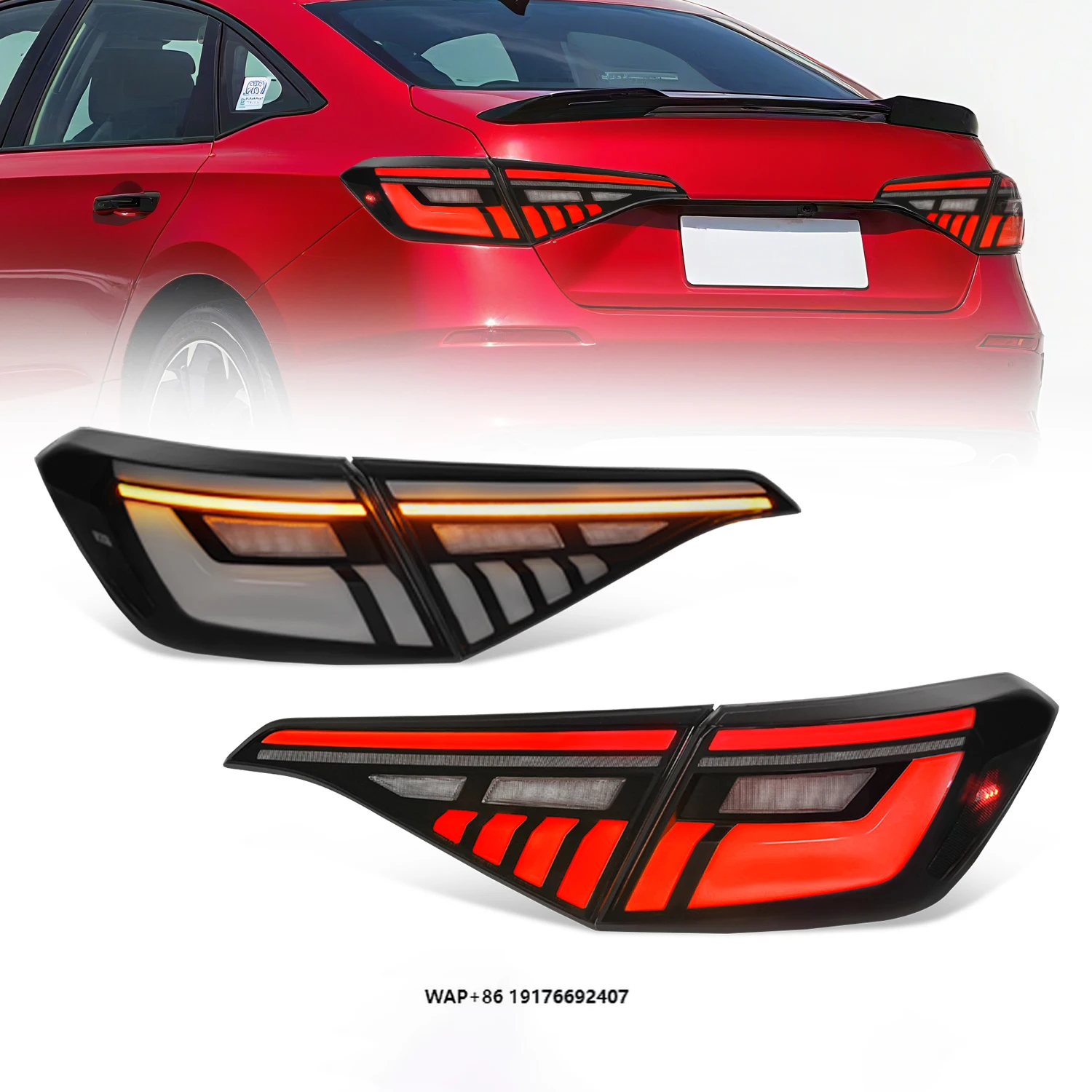 

New Auto Light Assembly Full LED Taillights for for 11th Gen Sedan 2021-2023 IP67 Waterproof Plug and Play