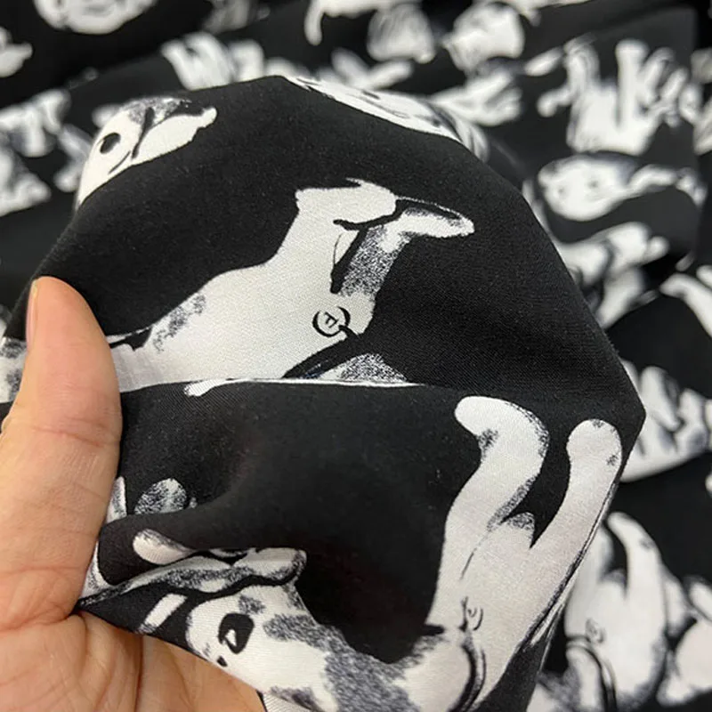 Tela De satén elástica De poliéster con estampado De perro para vestido De verano, telas De crepé para camisa, por yarda, costura Diy, venta al por mayor