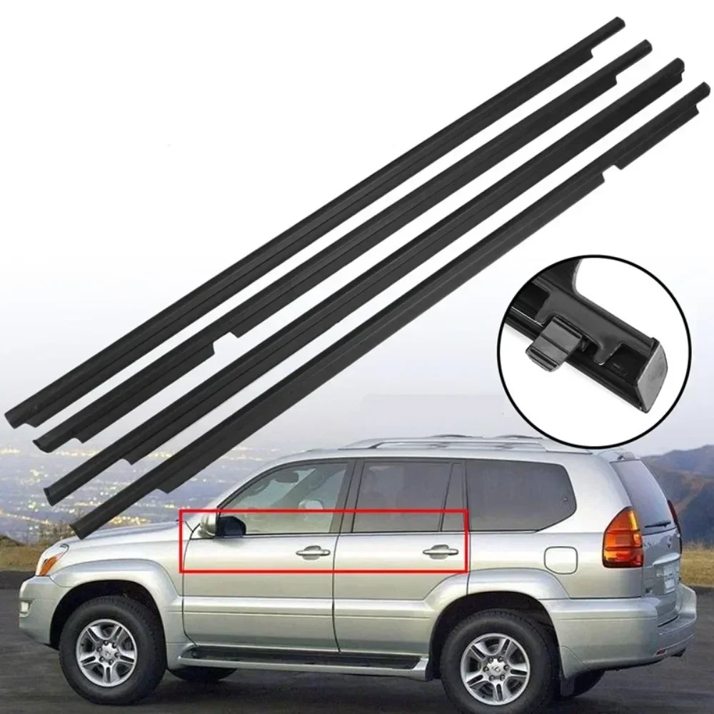 4 Pcs Chrome or Black Outside Windows Rubber for Lexus GX470 2003-2009 Weatherstrip Seal for Land Cruiser Prado 120 75711-60061