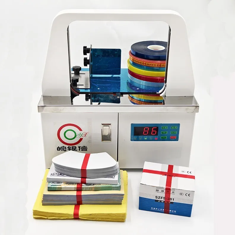 Small Currency Banknote 12mm Banding Machine/Automatic Currency Banknote Strapping Bundling Machine