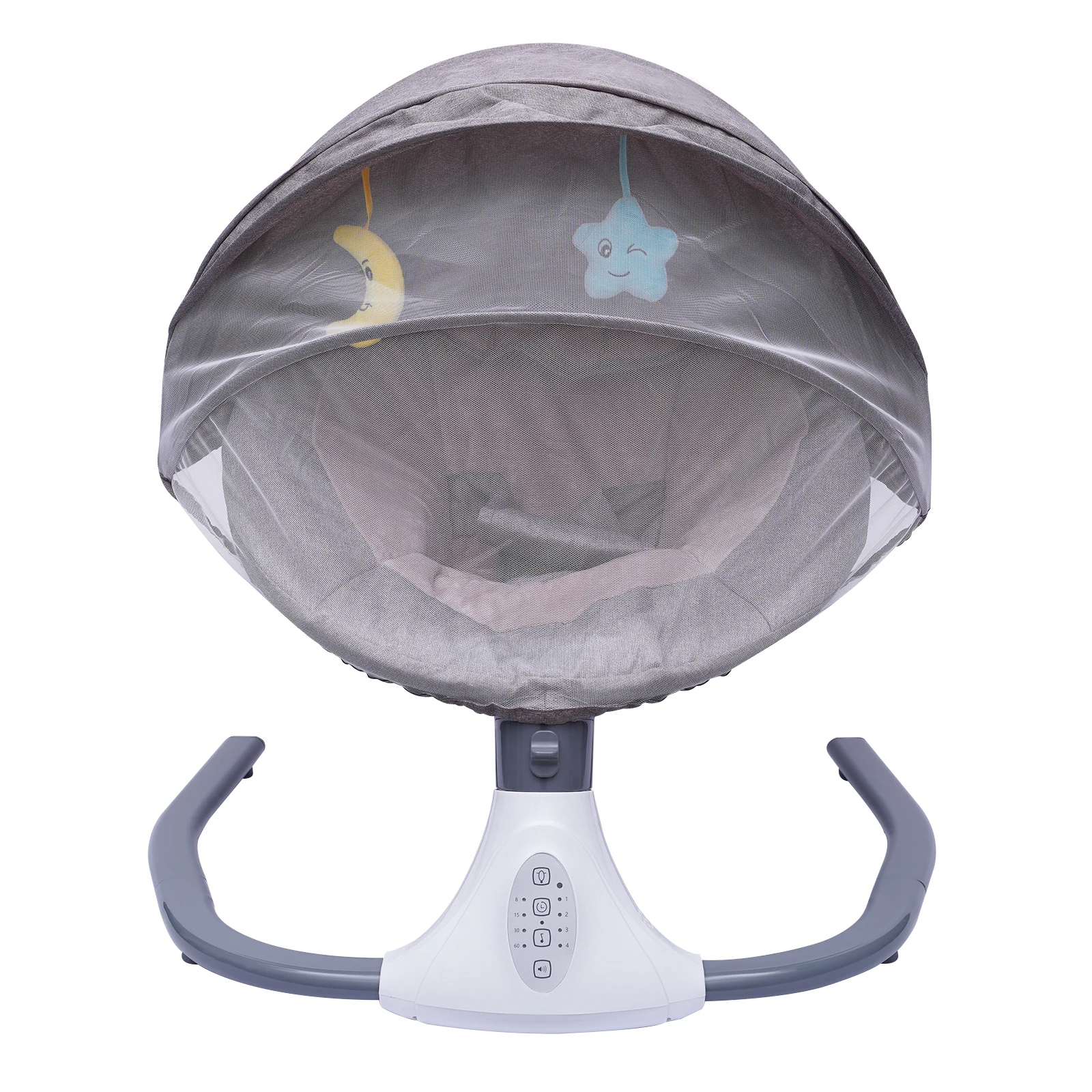 Baby Electric Cradling Bouncer w/Removable Crib Netting, Harness, Bluetooth & USB,  w/4 Swing Amplitudes & Timing Function