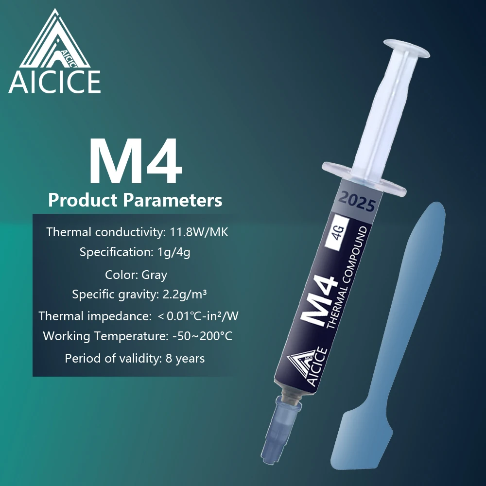 AICICE M4 Thermal Grease 11.8W/mK Non-Conductive Thermal Compound For CPU GPU Laptop Game Console PC Motherboard Cooling