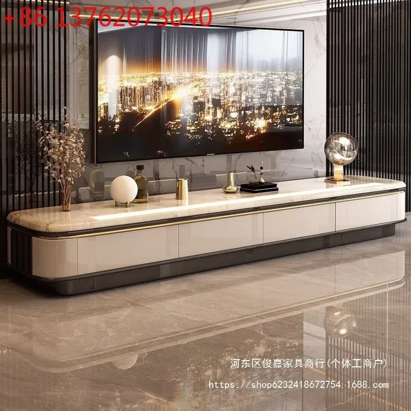 2026 light luxury style modern TV cabinet E0 grade anti-mildew combination rock slab countertop