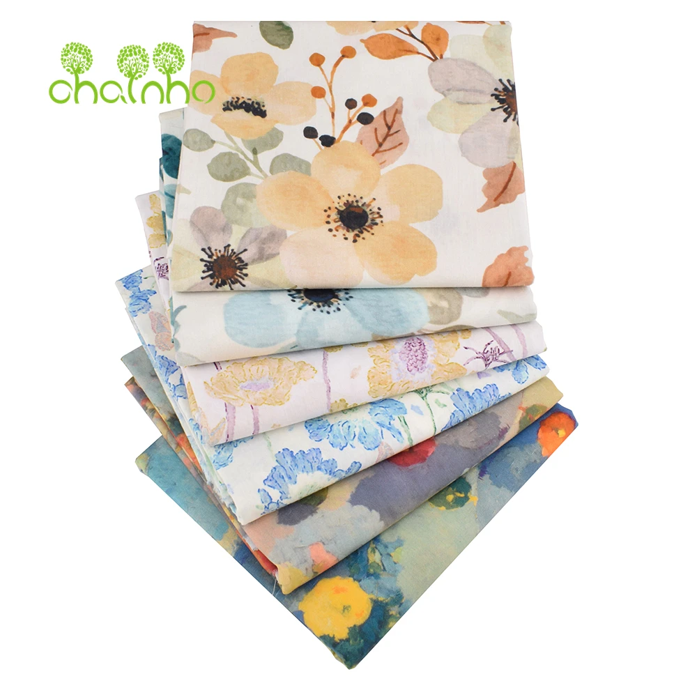 

Chainho, поплиновая хлопковая ткань с принтом полотняного переплетения, материал для шитья своими руками, ткань для лоскутного шитья, цветочная серия, 3 размера, 15PC214