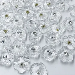 25pcs White Color Plastic button With Rinestone sewing craft appliques PT371