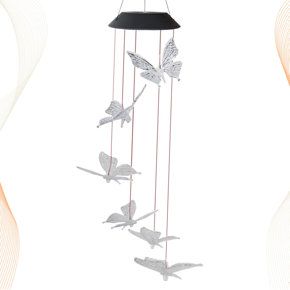 

Solar Powered Wind Chime LED Light Colorful Hanging Decoration Garden Outdoor Yard Porch Patio Butterfly Lamp Gifts