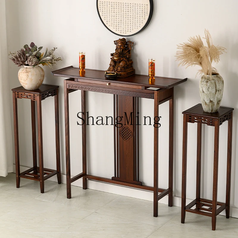 

SM table incense case household shrine simple strip case stand cabinet solid wood God of Wealth small tribute table