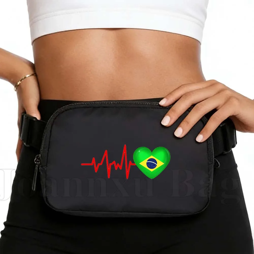

Спортивная поясная сумка HEARTBEAT BRAZIL FLAG, портативная сумка для телефона, для фитнеса, бега, велоспорта, подарок для мужчин и женщин