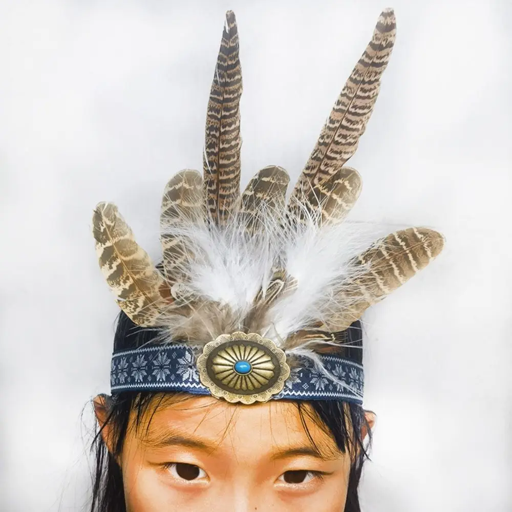

Decorative Ethnic Style Feathered Hairband Colorful Lightweight Hair Ornament Headwear Special Occasion